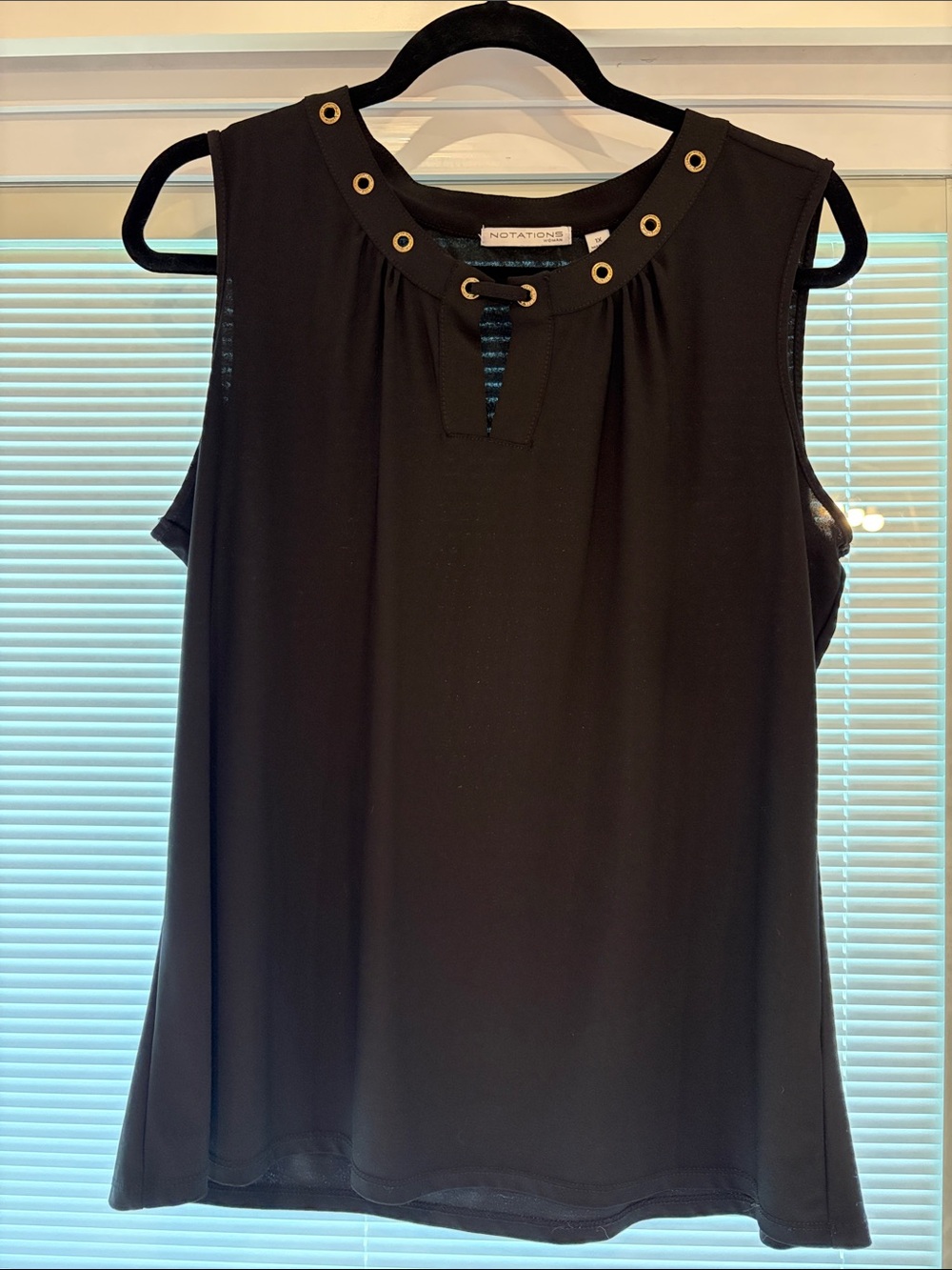 Notations Black and Gold Tank Top Size 1X